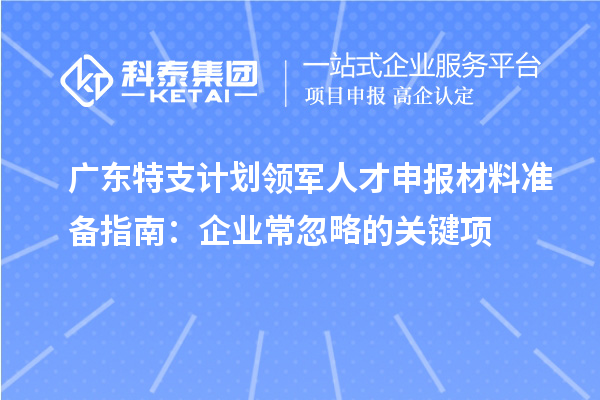廣東特支計劃領軍人才申報材料準備指南：企業常忽略的關鍵項
