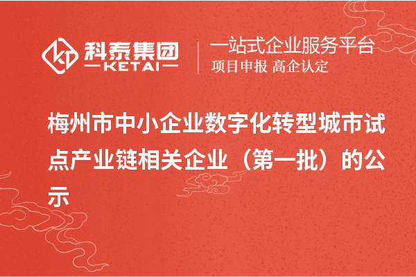 梅州市中小企業數字化轉型城市試點產業鏈相關企業（第一批）的公示