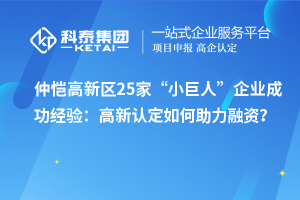 仲愷高新區25家“小巨人”企業成功經驗：高新認定如何助力融資？