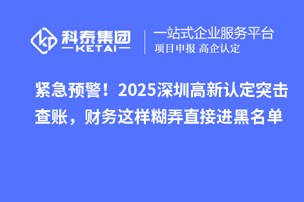 緊急預警！2025深圳高新認定突擊查賬，財務這樣糊弄直接進黑名單