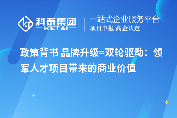 政策背書+品牌升級=雙輪驅動：領軍人才項目帶來的商業價值