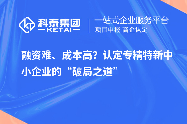 融資難、成本高？認定專精特新中小企業的“破局之道”