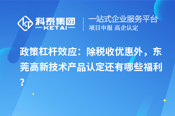 政策杠桿效應：除稅收優惠外，東莞高新技術產品認定還有哪些福利？