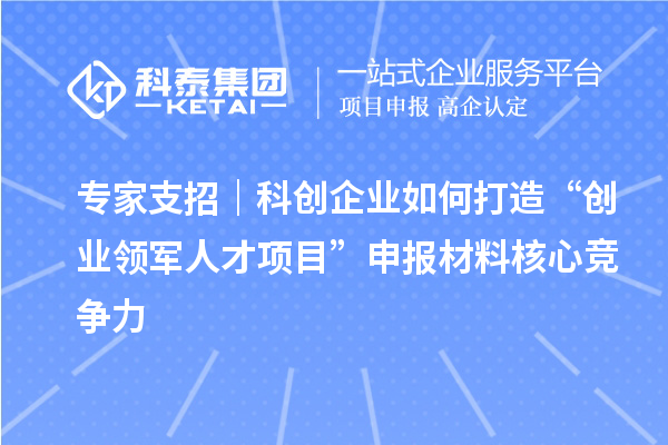 專家支招｜科創企業如何打造“創業領軍人才項目”申報材料核心競爭力