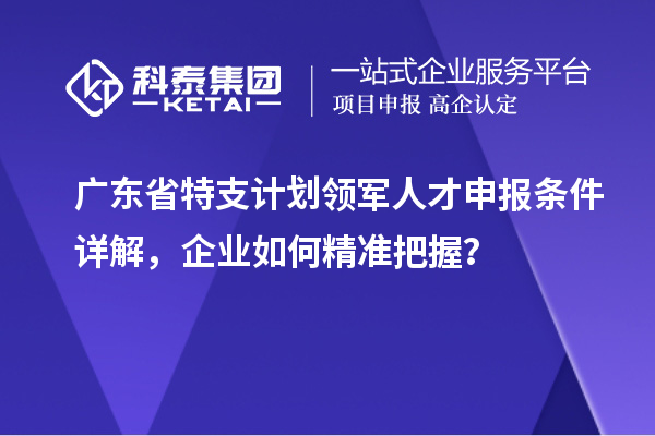 廣東省特支計劃領軍人才申報條件詳解，企業如何精準把握？