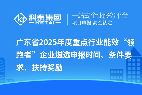 廣東省2025年度重點行業能效“領跑者”企業遴選申報時間、條件要求、扶持獎勵