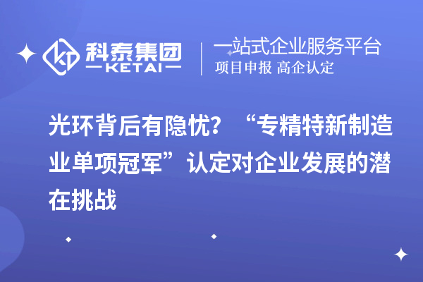 光環背后有隱憂？“專精特新制造業單項冠軍”認定對企業發展的潛在挑戰