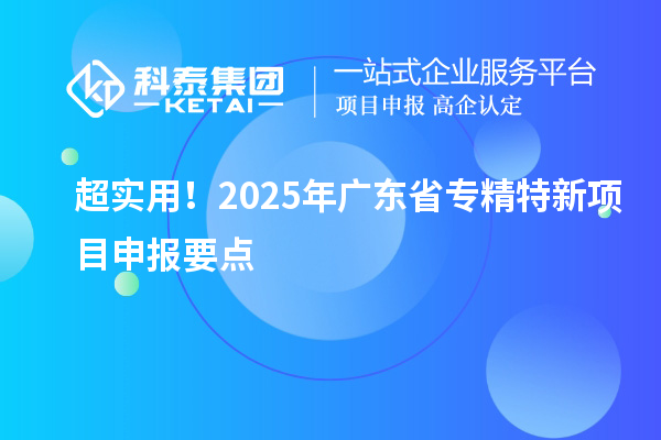 超實用！2025年廣東省專精特新項目申報要點
