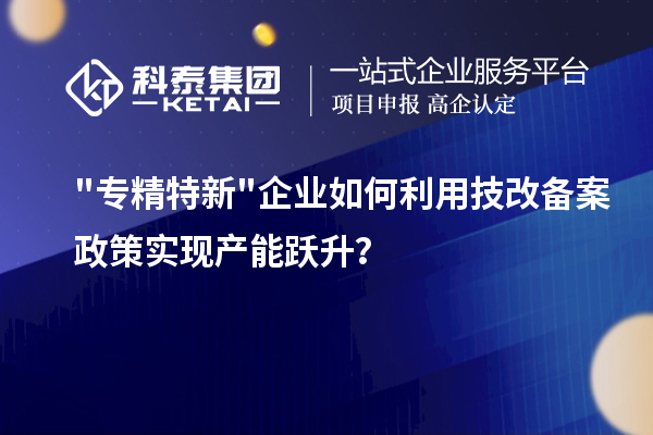"專精特新"企業如何利用技改備案政策實現產能躍升？
