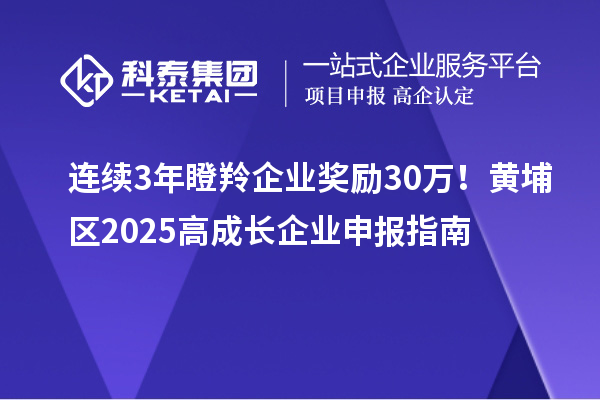 連續3年瞪羚企業獎勵30萬！黃埔區2025高成長企業申報指南