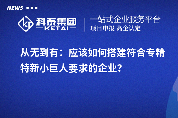從無到有：應該如何搭建符合專精特新小巨人要求的企業？