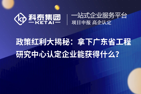 政策紅利大揭秘：拿下廣東省工程研究中心認定企業能獲得什么？