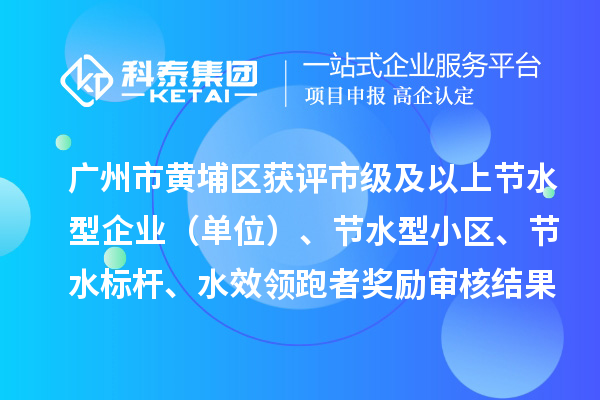 廣州市黃埔區獲評市級及以上節水型企業（單位）、節水型小區、節水標桿、水效領跑者獎勵審核結果公示