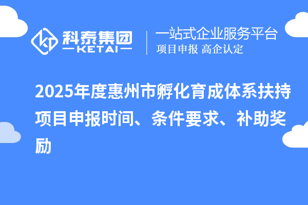2025年度惠州市孵化育成體系扶持項目申報時間、條件要求、補助獎勵