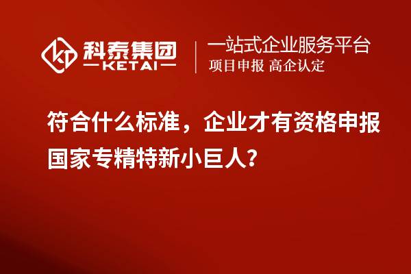 符合什么標準，企業才有資格申報國家專精特新小巨人？