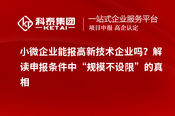 小微企業能報高新技術企業嗎？解讀申報條件中“規模不設限”的真相