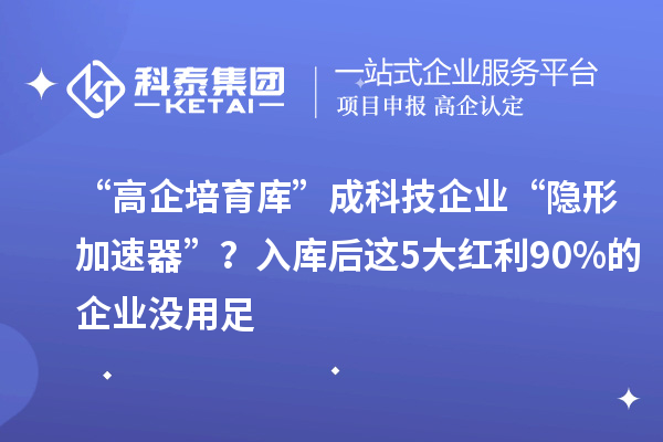 “高企培育庫”成科技企業“隱形加速器”？入庫后這5大紅利90%的企業沒用足