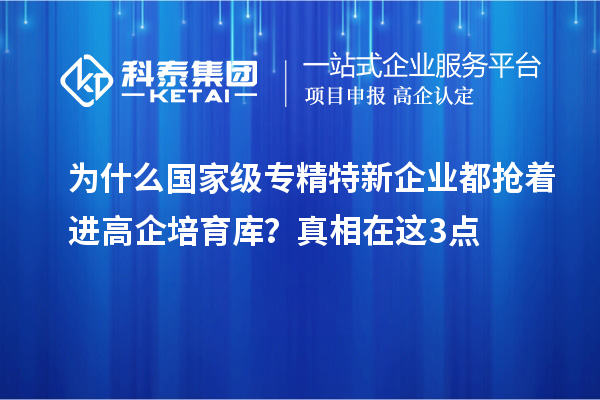為什么國家級專精特新企業都搶著進高企培育庫？真相在這3點
