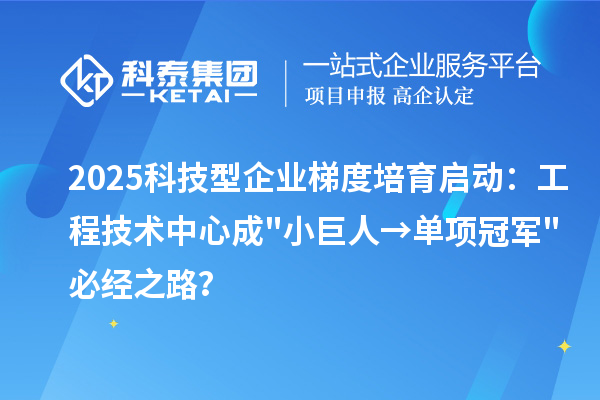 2025科技型企業梯度培育啟動：工程技術中心成"小巨人→單項冠軍"必經之路？