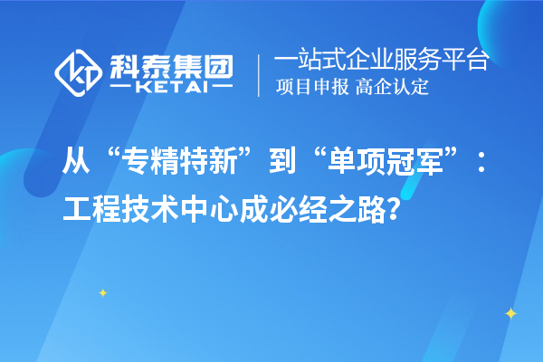 從“專精特新”到“單項冠軍”：工程技術中心成必經之路？
