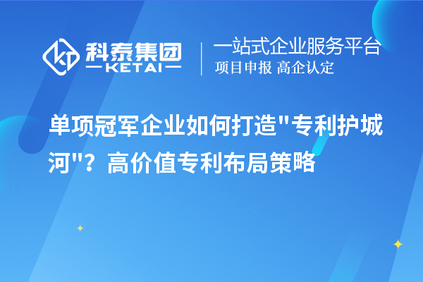 單項冠軍企業如何打造"專利護城河"？高價值專利布局策略
