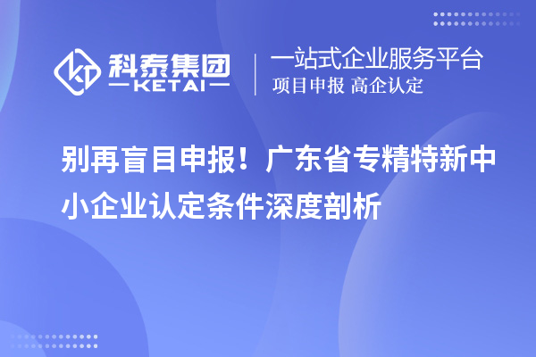 別再盲目申報！廣東省專精特新中小企業認定條件深度剖析