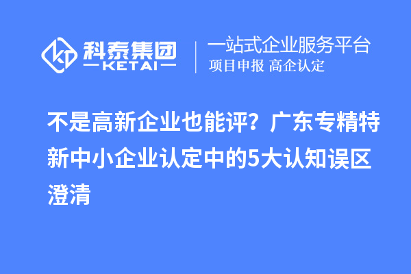 不是高新企業也能評？廣東專精特新中小企業認定中的5大認知誤區澄清
