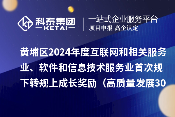 黃埔區2024年度互聯網和相關服務業、軟件和信息技術服務業首次規下轉規上成長獎勵（高質量發展30條）審核結果的公示