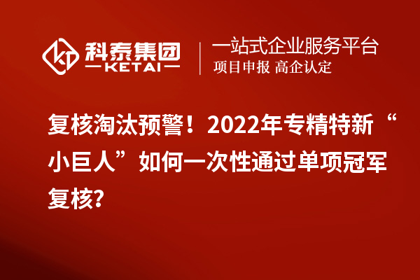 復核淘汰預警！2022年專精特新“小巨人”如何一次性通過單項冠軍復核？