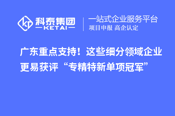 廣東重點支持！這些細分領域企業更易獲評“專精特新單項冠軍”