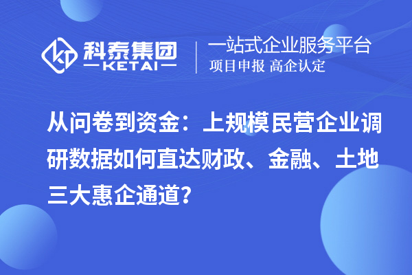 從問卷到資金：上規模民營企業調研數據如何直達財政、金融、土地三大惠企通道？
