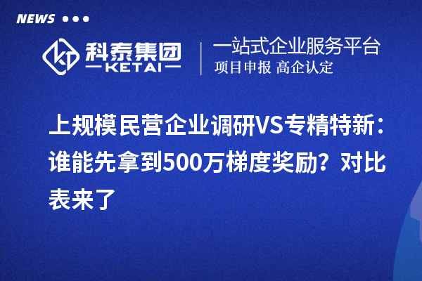 上規模民營企業調研VS專精特新：誰能先拿到500萬梯度獎勵？對比表來了