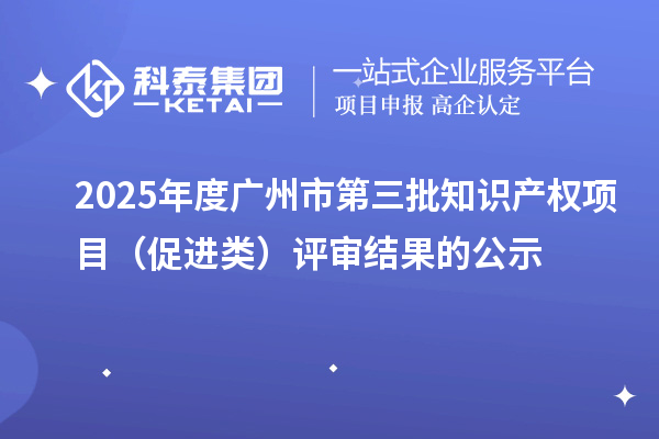 2025年度廣州市第三批知識產權項目（促進類）評審結果的公示