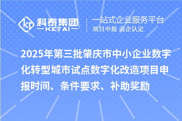 2025年第三批肇慶市中小企業數字化轉型城市試點數字化改造項目申報時間、條件要求、補助獎勵