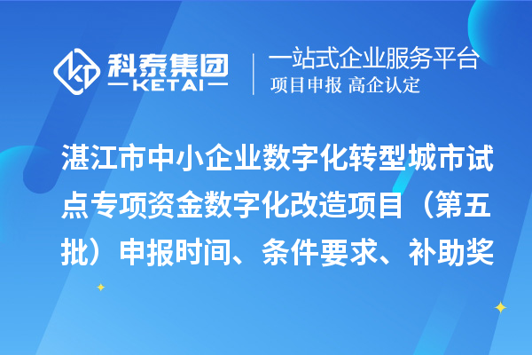 湛江市中小企業數字化轉型城市試點專項資金數字化改造項目（第五批）申報時間、條件要求、補助獎勵