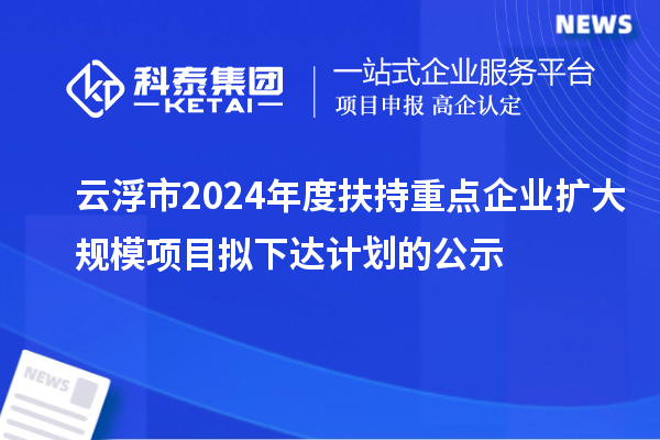 云浮市2024年度扶持重點企業擴大規模項目擬下達計劃的公示