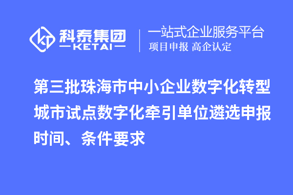 第三批珠海市中小企業數字化轉型城市試點數字化牽引單位遴選申報時間、條件要求